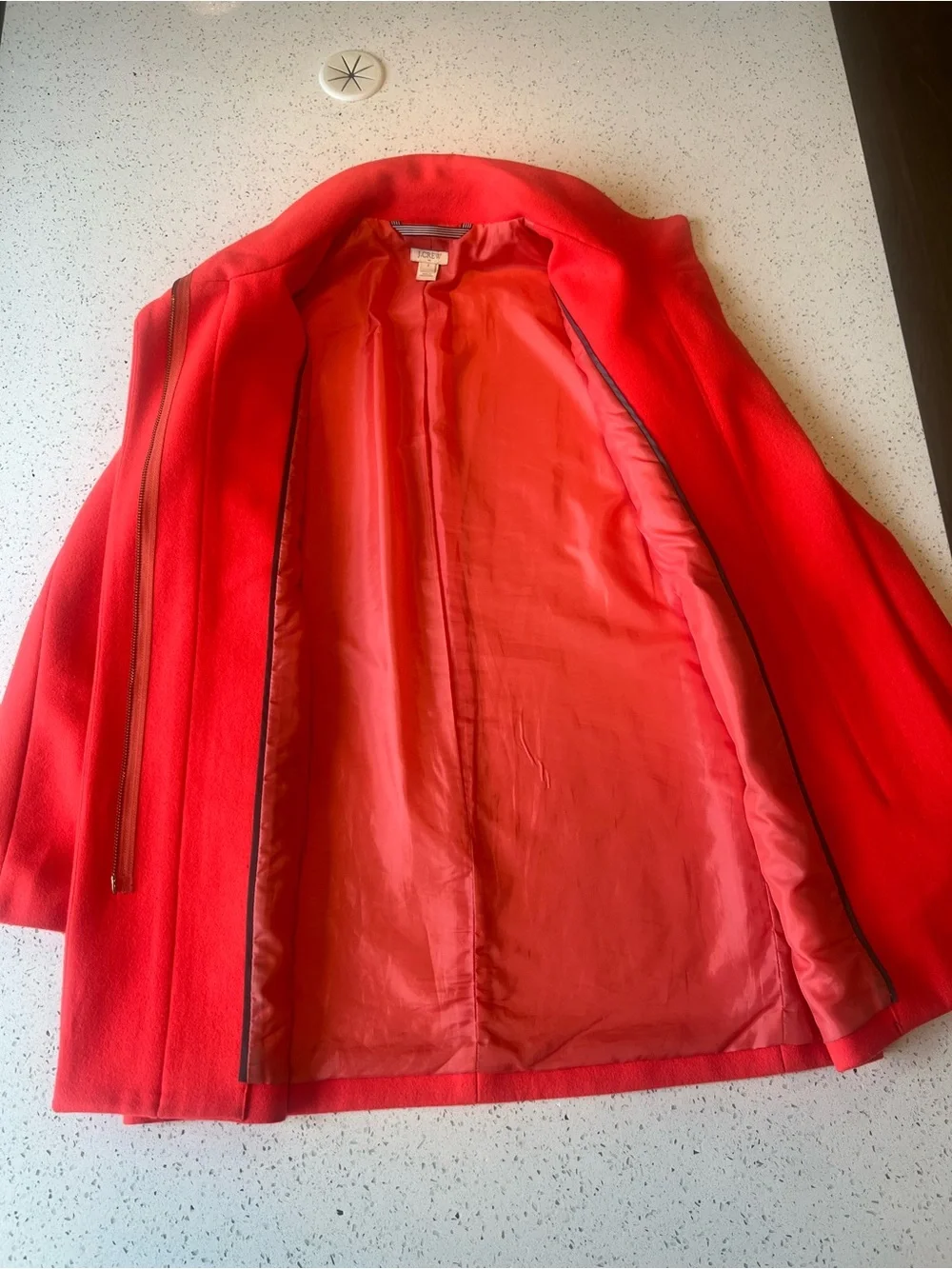 J. Crew Bright Red Wool Blend Funnel-Neck Coat - Picture 8 of 9